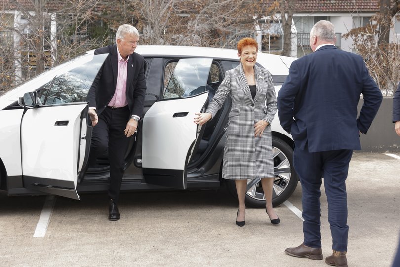 One Nation Leader Senator Pauline Hanson arrives at the National Press Club