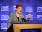 Pauline Hanson, founder and leader of One Nation, speaks at the National Press Club in Canberra, Australia, on Wednesday, June 17, 2026. 