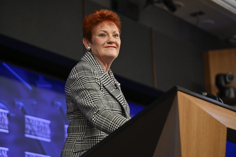 Pauline Hanson addresses the National Press Club.