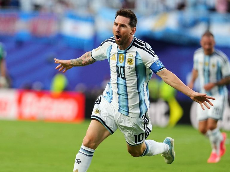 Lionel Messi has netted his first World Cup hat-trick to get Argentina's title defence up and going. (AP PHOTO)