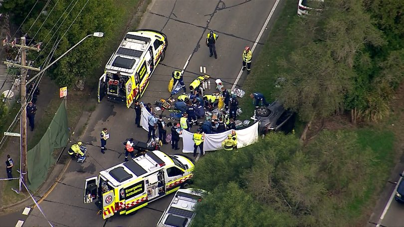 Two children in critical condition after pram hit by car.