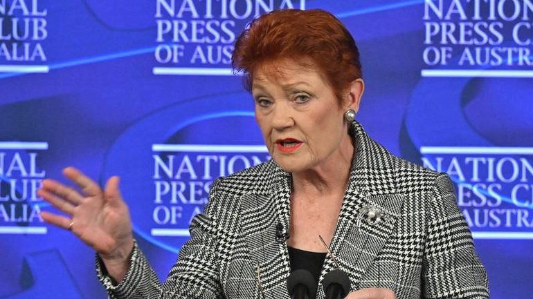 One Nation leader Pauline Hanson addressed the National Press Club for the first time on Wednesday. (Mick Tsikas/AAP PHOTOS)