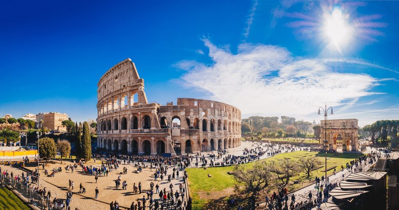 The Roman Colosseum (Coloseum) in Rome, Italy.