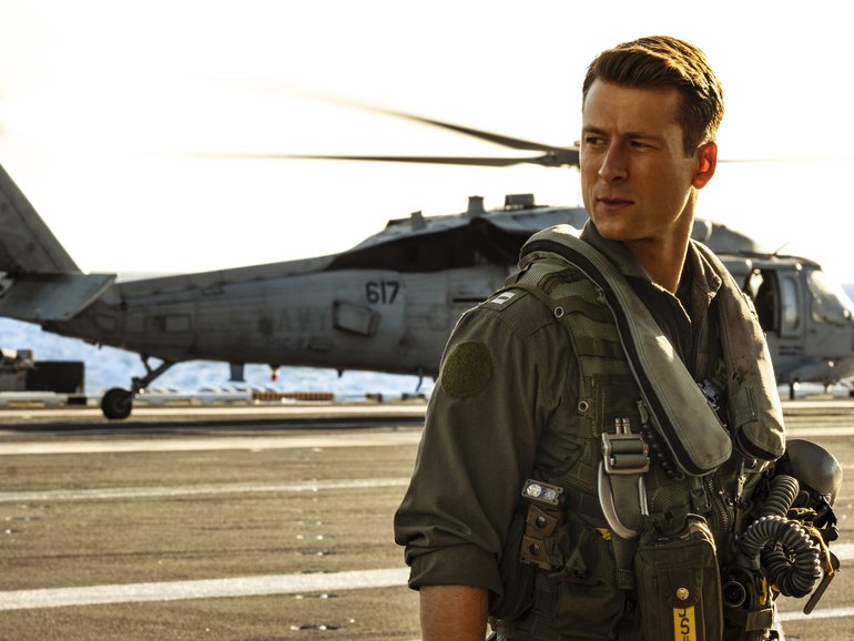 Glen Powell in Top Gun Maverick as Hangman.