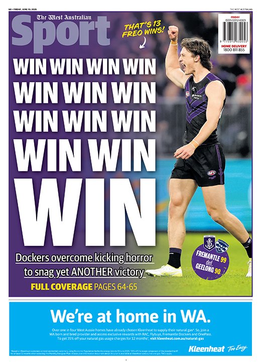 The back page of Friday's The West Australian.