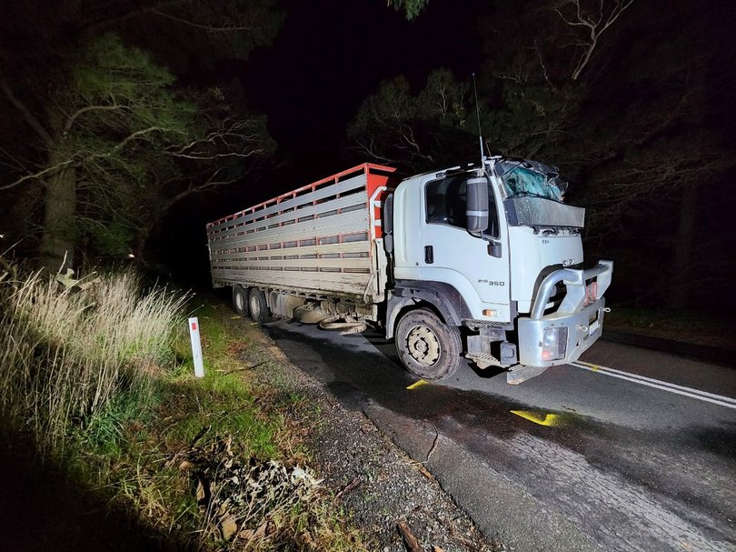 SA Police released a photo of Tony Modra’s truck at the crash site.