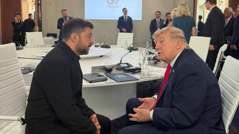 Ukrainian President Volodymyr Zelenskyy meets with US President Donald Trump on the sidelines of the Group of Seven summit.