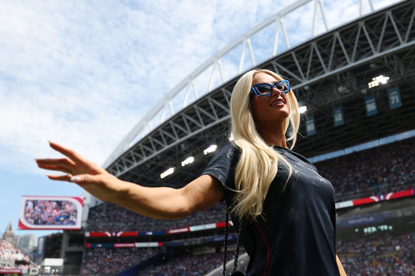 Paris Hilton attends the FIFA World Cup 2026 Group D match.
