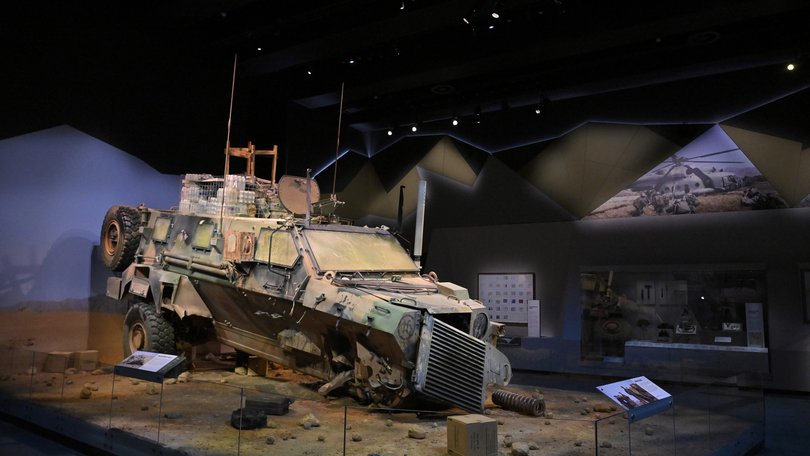 Bushmaster “Debbie Does Dallas” during a preview of the new Afghanistan Galleries at the Australian War Memorial in Canberra.
