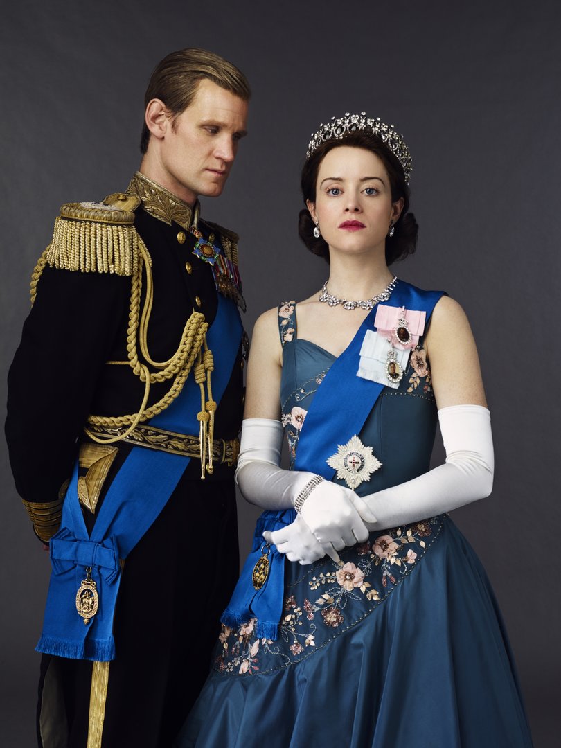 Matt Smith as Prince Philip and Claire Foy as Queen Elizabeth in The Crown.