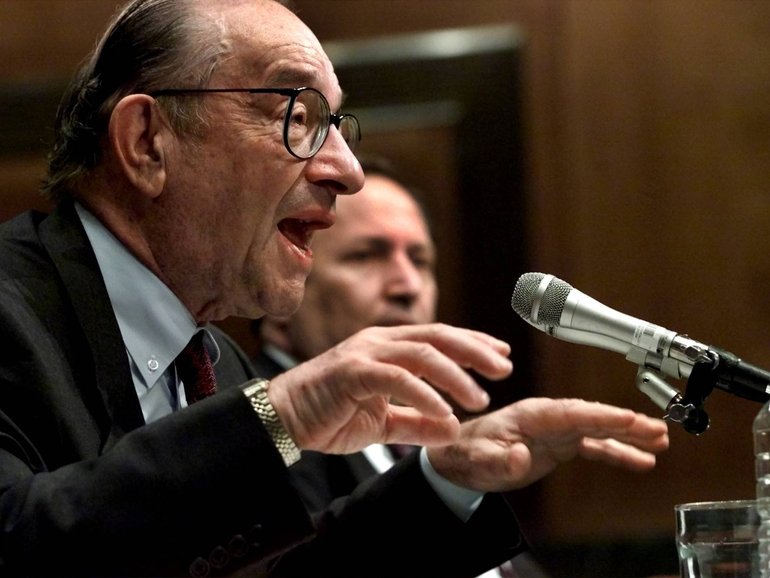 Federal Reserve Board Chairman Alan Greenspan testifies on Capitol Hill Wednesday in 2001.