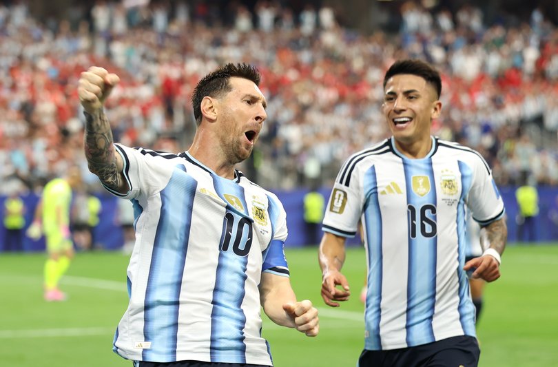 Lionel Messi celebrates.
