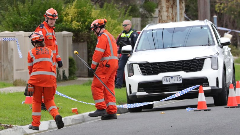 Emergency crews helped cordon off the area.