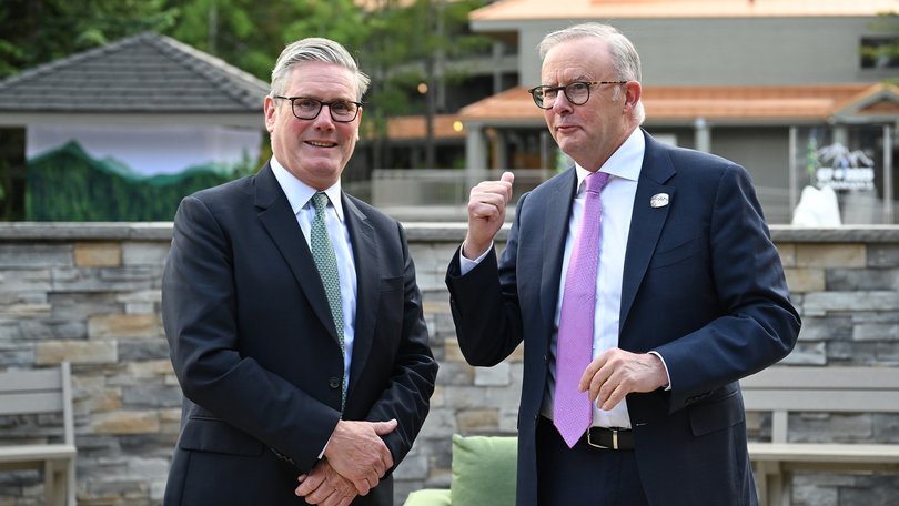 Prime Minister Anthony Albanese and caretaker PM Keir Starmer.