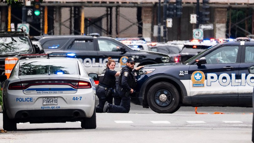 Montreal police work the scene of a shooting in the Jewish neighbourhood of Cote-des-Neiges.