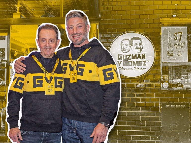 Guzman Y Gomez co-CEOs Hilton Brett and Steven Marks on the company's ASX debut.