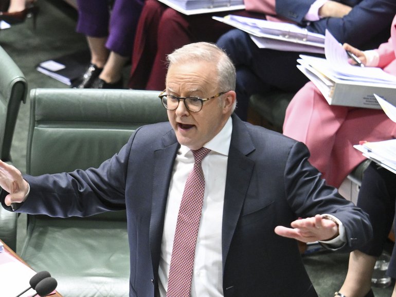 Prime Minister Anthony Albanese during Question Time at Parliament House in Canberra. 