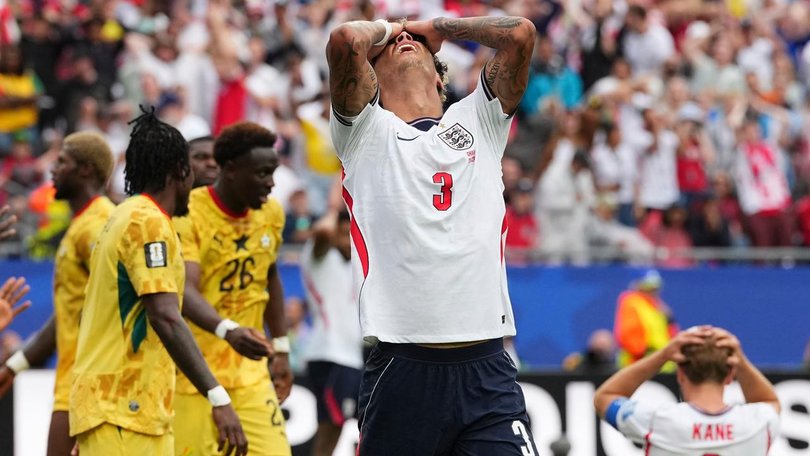 England have failed to find the net and drawn with Ghana in a World Cup reality check. (AP PHOTO)