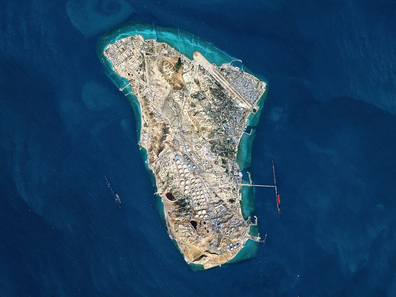 Kharg Island, located in the Persian Gulf off the coast of Iran.