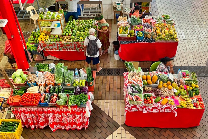 A public market near the waterfront in Papeete, Tahiti.
