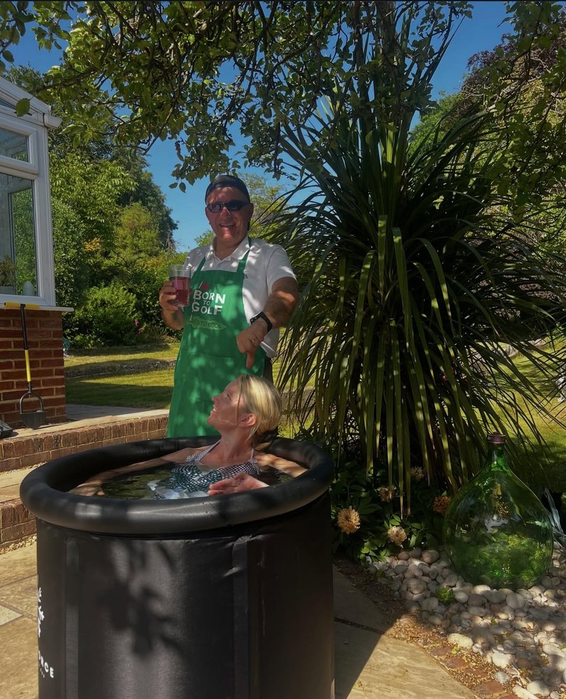Lucia Brienza's mum deals with the English heatwave with an ice bath.