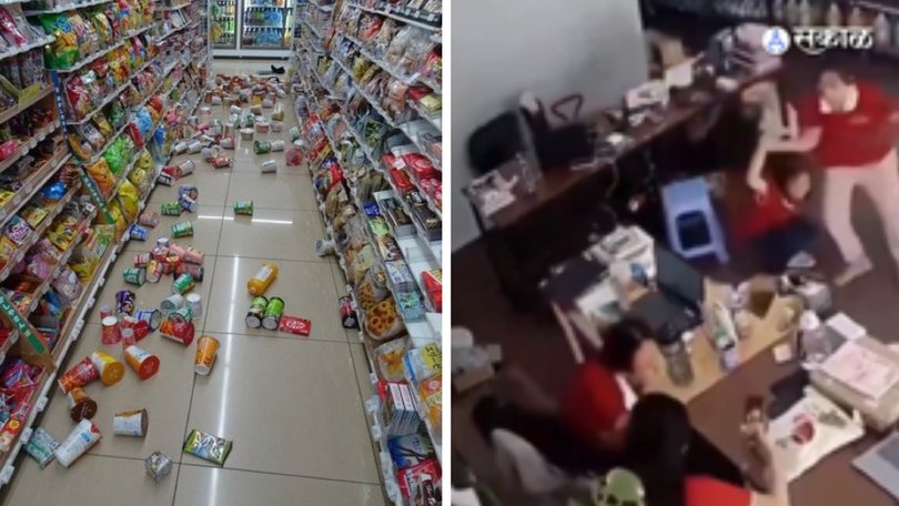 A powerful earthquake has struck the northeast of Japan, shaking supermarkets and sending workers running for cover.