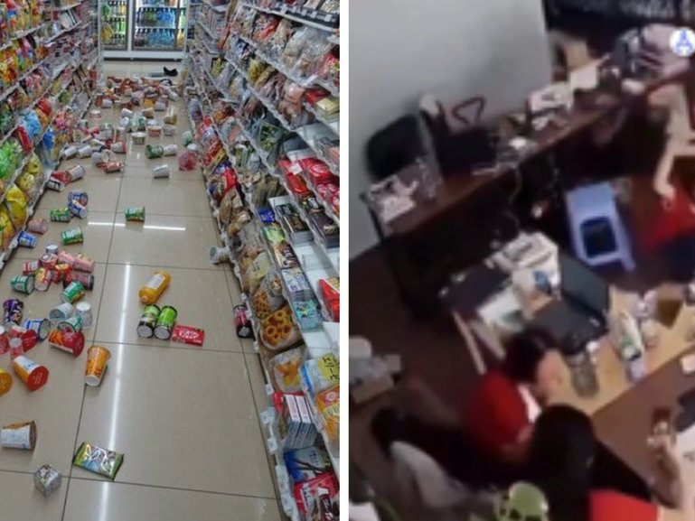 A powerful earthquake has struck the northeast of Japan, shaking supermarkets and sending workers running for cover.