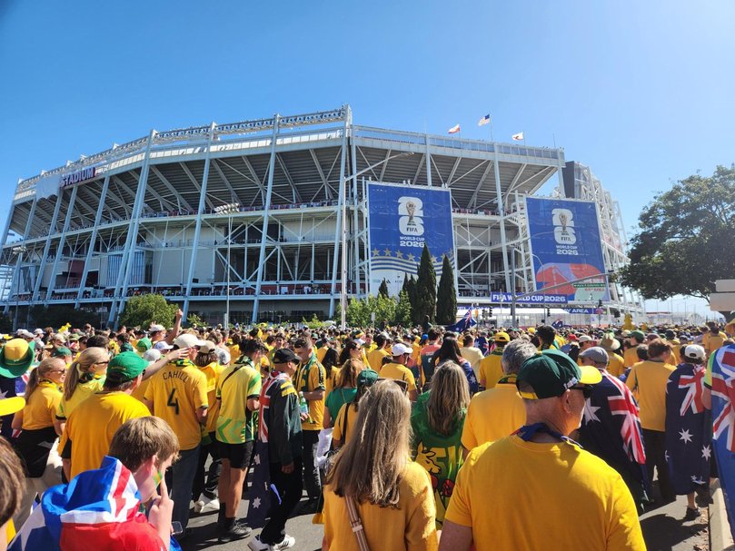 Australian fans outside the stadium