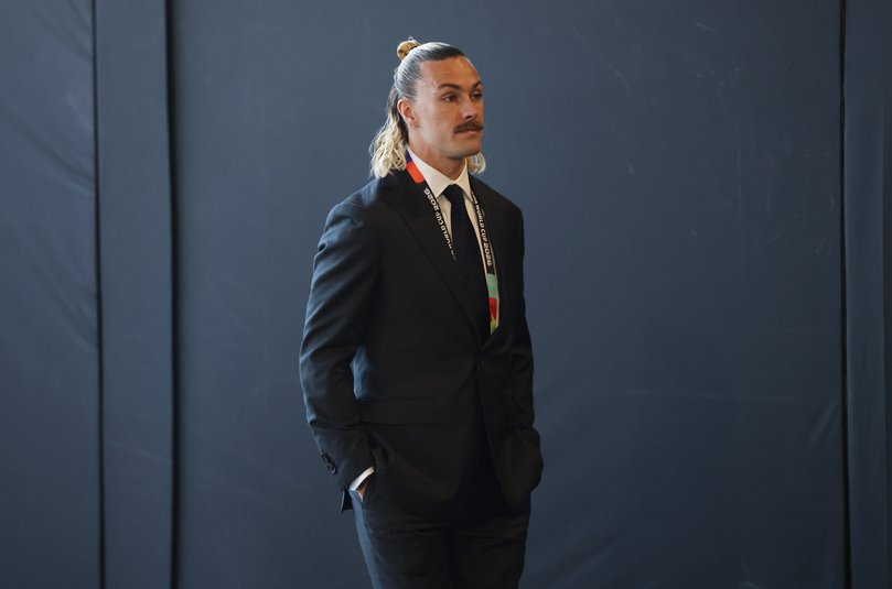 Jackson Irvine #22 of Australia arrives before the FIFA World Cup 2026 Group D match between Paraguay and Australia.