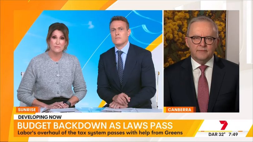 Prime Minister Anthony Albanese talks new tax reforms passing parliament on SUNRISE this morning.