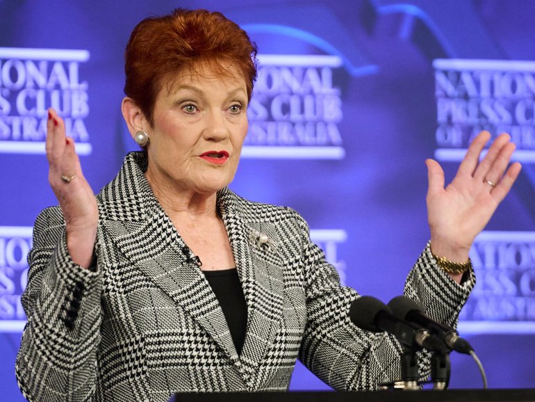 Pauline Hanson at the National Press Club.