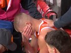 Max Gruzewski was in tears after suffering a serious knee injury. 