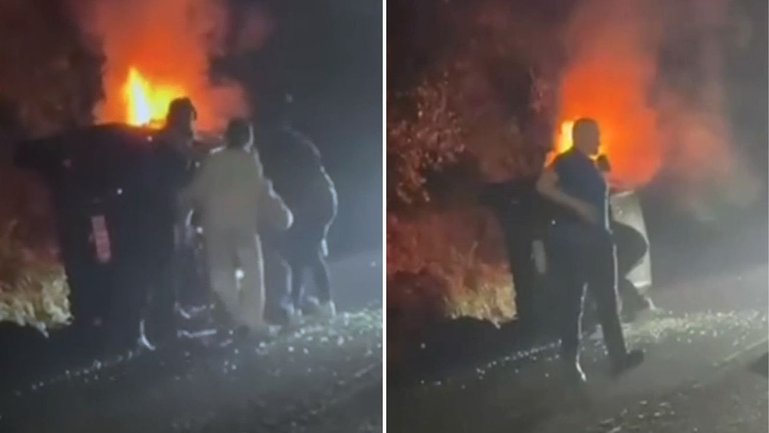 Parramatta coach Jason Ryles helped a young woman from a burning car just hours after the Eels were belted by South Sydney.