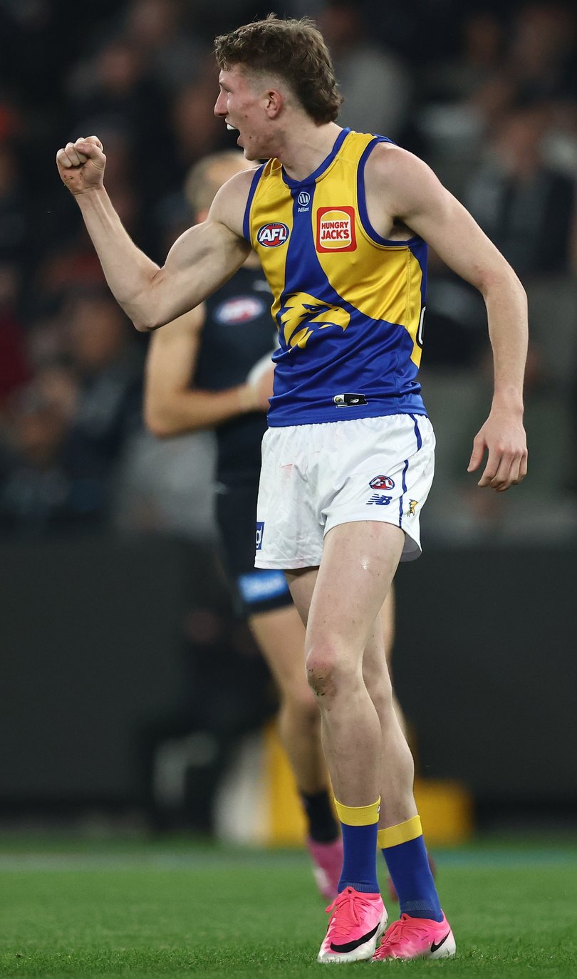 West Coast’s Willem Duursma celebrates a goal. 