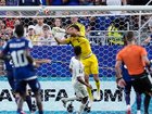 Cape Verde's 40-year-old goalkeeper Vozinha makes another fine save to deny Saudi Arabia. 