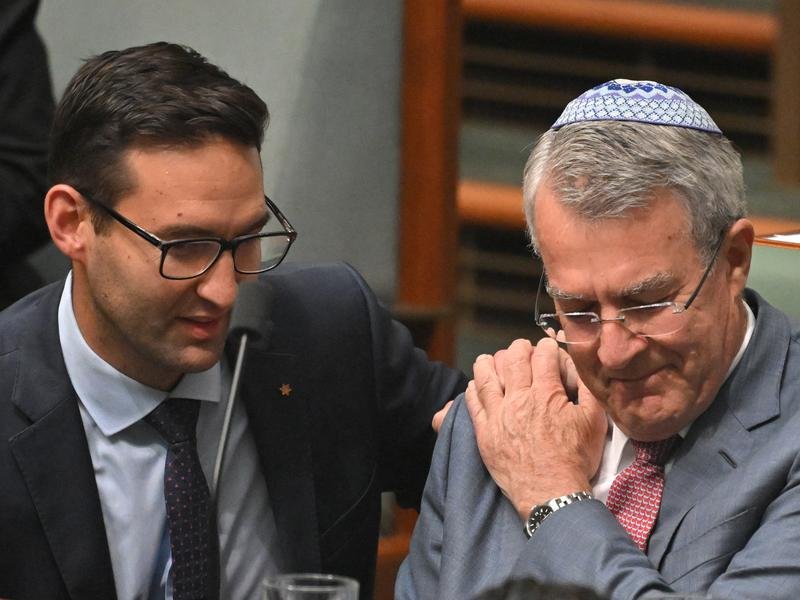 Mr Dreyfus (pictured alongside fellow Jewish MP Josh Burns) revealed the ‘shocking’ abuse that has been hurled his way. 