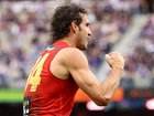 Ben King of the Suns celebrates a goal.
