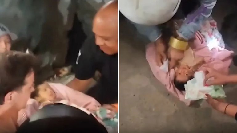 Buried alive beneath earthquake rubble, baby survives.