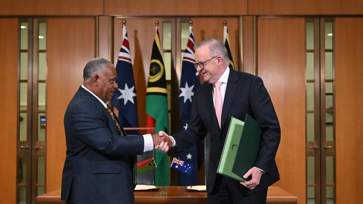 Prime Minister Anthony Albanese signs long-awaited Vanuatu security deal with PM Jotham Napat