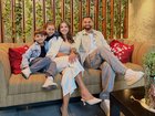 The soccer player pictured with his wife Yanina Maranella and their two children in April.