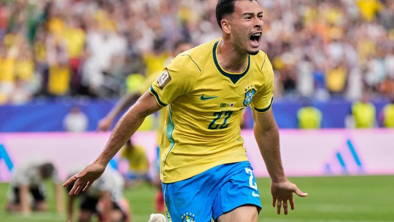 Gabriel Martinelli celebrates after scoring Brazil's late winner that sealed a 2-1 win over Japan. (AP PHOTO)