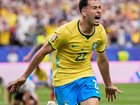 Gabriel Martinelli celebrates after scoring Brazil's late winner that sealed a 2-1 win over Japan. (AP PHOTO)