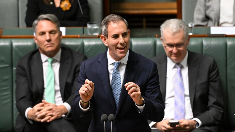 Australian Treasurer Jim Chalmers speaks during Question Time in the House of Representatives at Parliament House in Canberra, Tuesday, June 30, 2026. (AAP Image/Lukas Coch) NO ARCHIVING