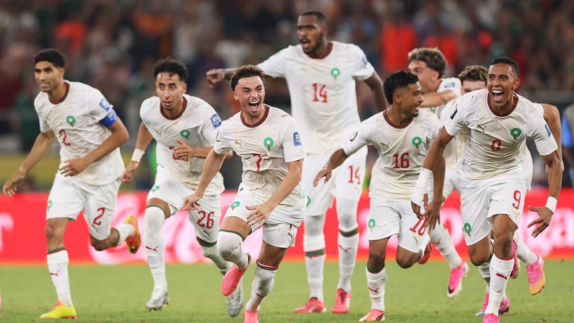 Morocco are through to the last 16 after defeating the Netherlands in a penalty shootout. (Photo by Carl Recine/Getty Images)