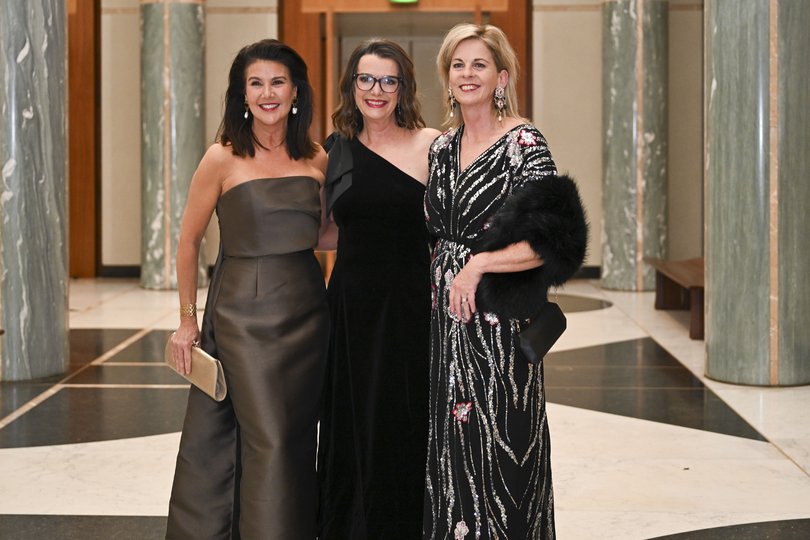 Jane Hume and Anne Ruston arrive at the Federal Parliamentary Press Gallery Mid-Winter Ball at Parliament House.