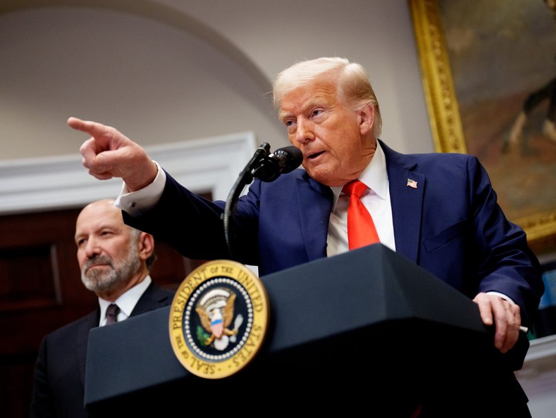 President Donald Trump with Commerce Secretary Howard Lutnick.