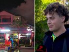 Two critically injured men were pulled to safety by neighbours during a fatal fire that engulfed a Hope Island home.