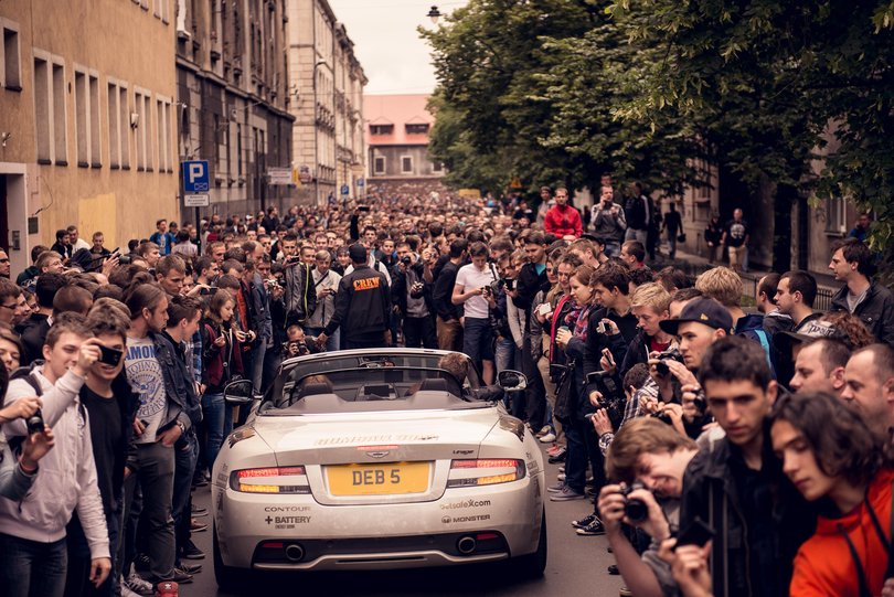 Crowds in Krakow, Poland.