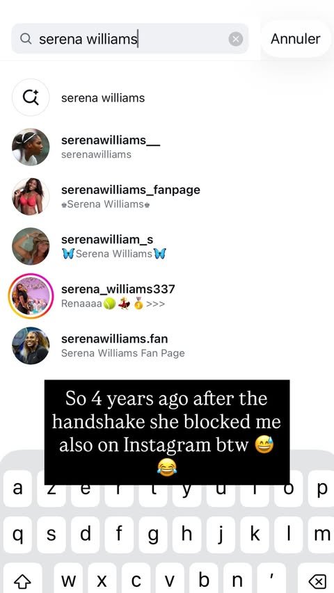 Tan revealed that she has been blocked by Williams.