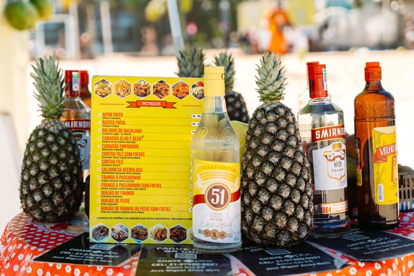 The menu at Barraca do Antônio on Ipanema Beach, selling local delights.